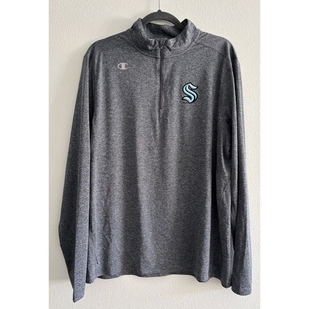 Champion Vapor Seattle Kraken Gray Quarterzip Jacket Large
